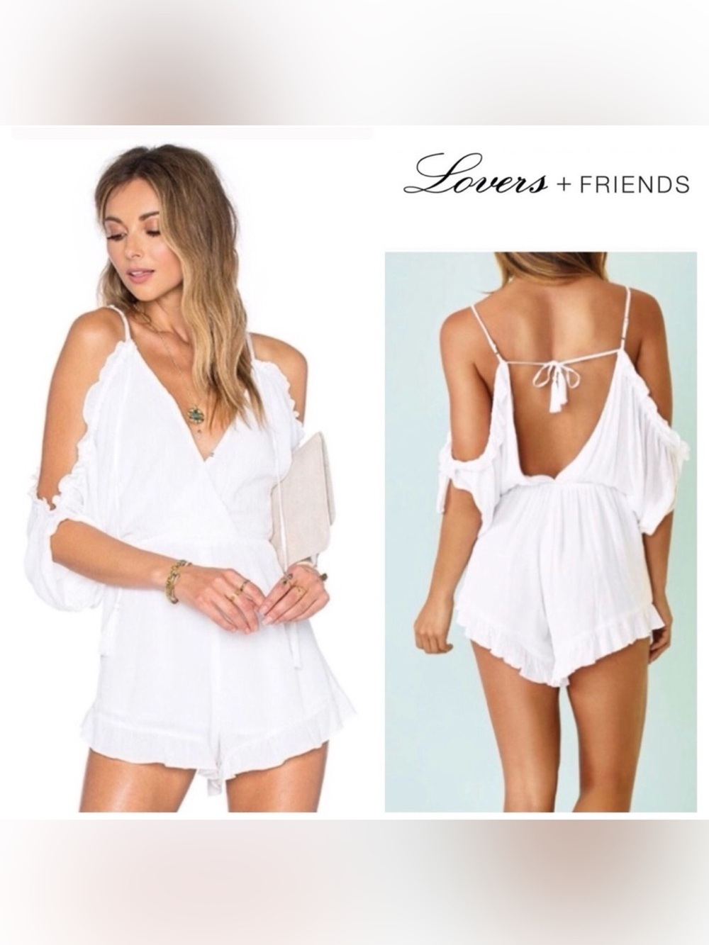 [Lovers + Friends] Malia Romper in White Backless
